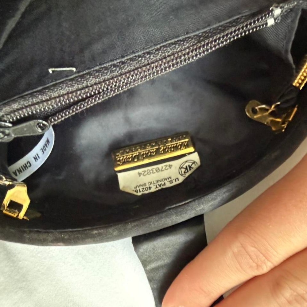 Vintage Black Quilted Studded Oval Crossbody Bag w/ Gold Hardware - Picture 7 of 7